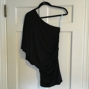 Marciano Black Short One Shoulder Ruched Dress